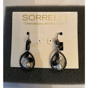 Sorrelli Black Crystal & Pearl Teardrop Earrings – Original Card